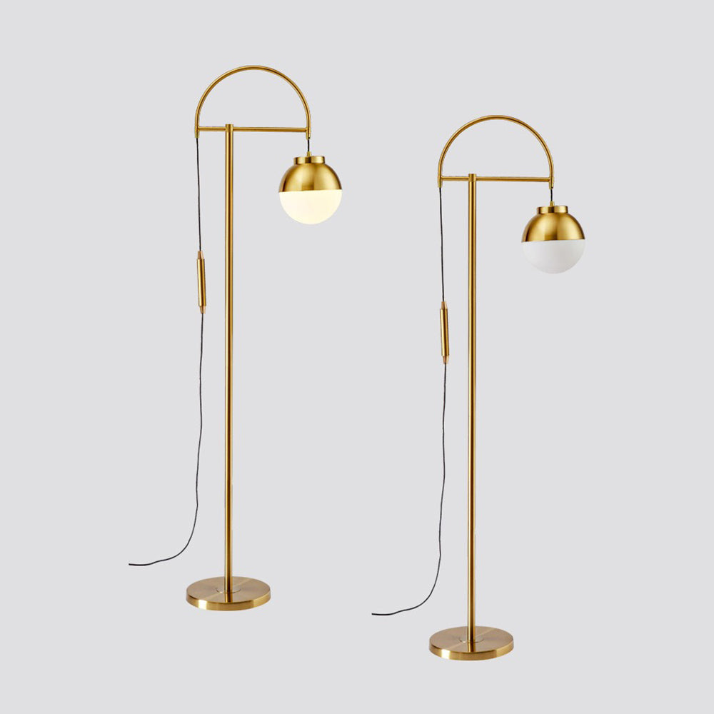 Valentina Lampadaire Courbe Nordique, Métal/Verre, Or, Salon
