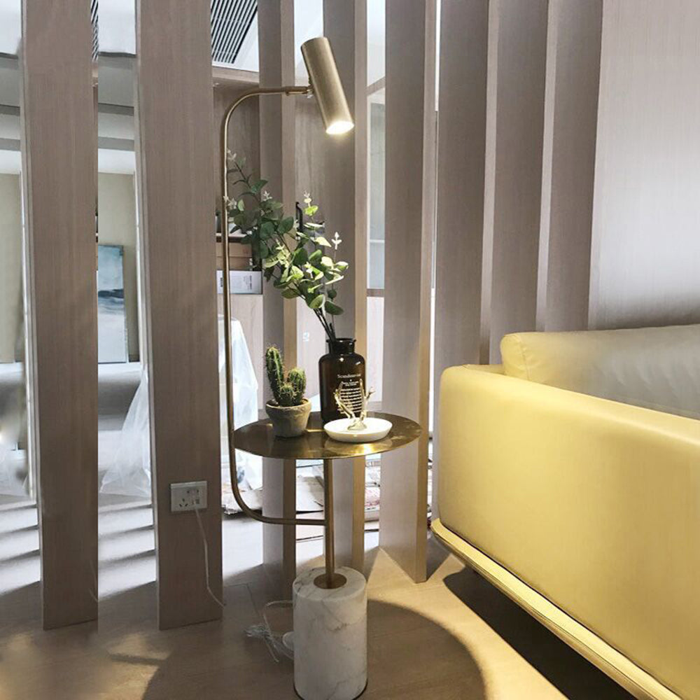 Mira Moderne Avec Tableau Lampadaire Linéaire Simple Marbre/Métal Noir/Or Salon