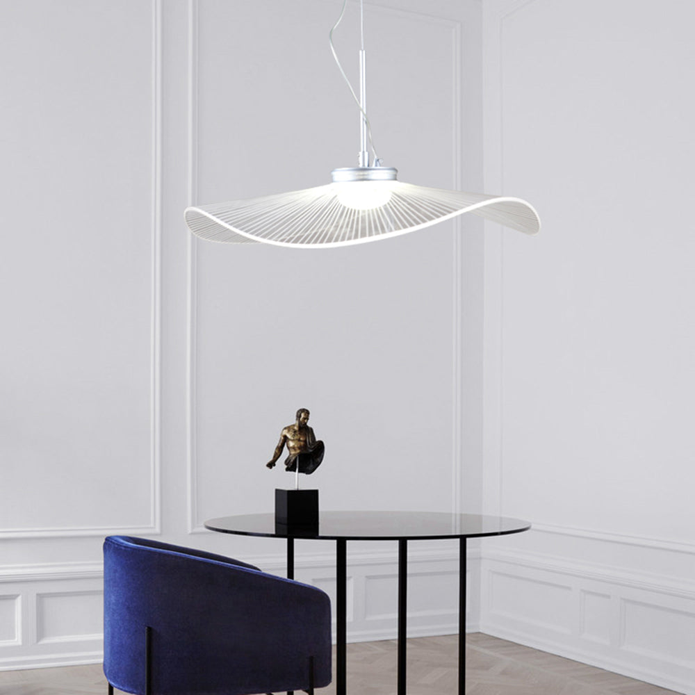 Arisha Suspension Feuille de lotus Contemporaine, Métal/Acrylique, Blanc, Salle de Séjour/Chambre à Coucher - Neutralighting