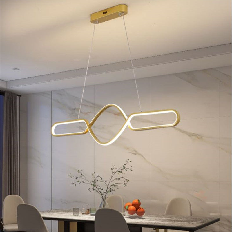 Arisha Suspension LED Linéaire, Métal/Gel de Silice, Noir/Or, Salle à Manger - Neutralighting