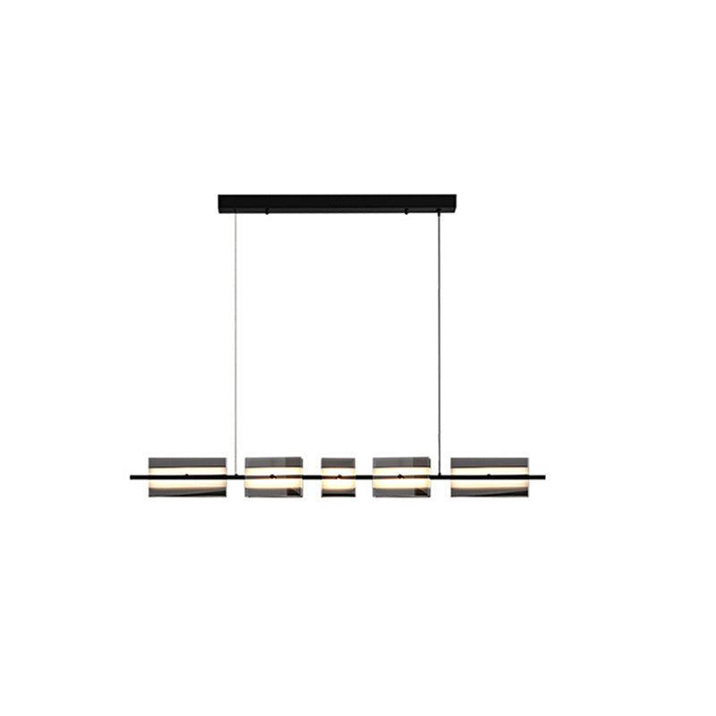 Arisha épuré et élégant Suspension Rectangulaire Moderne Noir Métal Salle à manger - Neutralighting