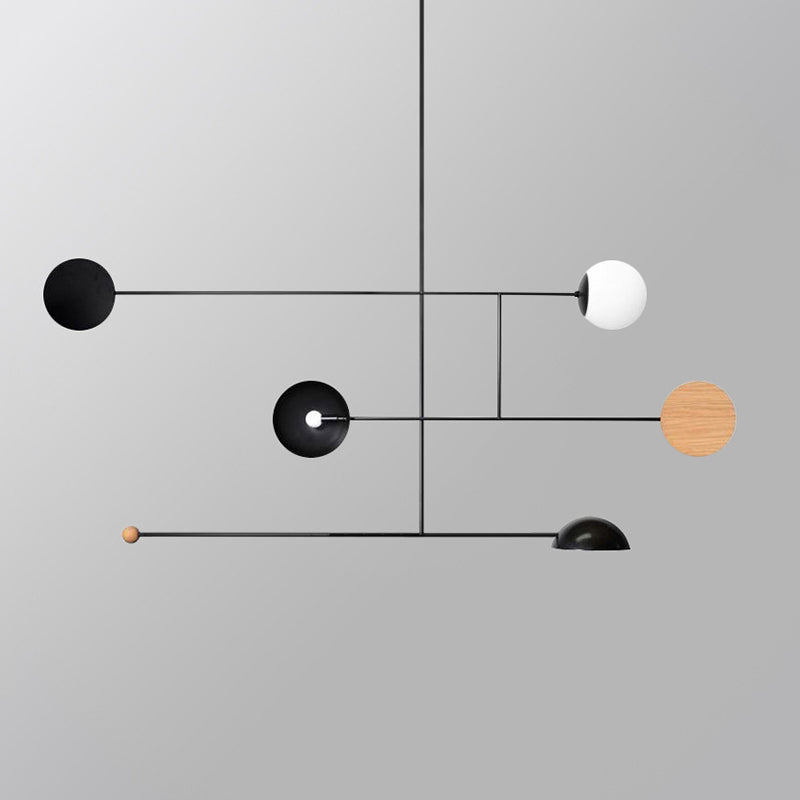 Arisha Minimaliste Suspension LED Ronde, Métal, Noir, Salon/Salle à Manger - Neutralighting