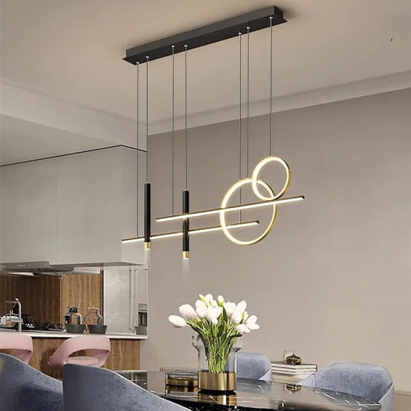 Arisha Suspension Linéaire Moderne, Métal/Acrylique/Gel de Silice, Noir/Doré,Salon - Neutralighting