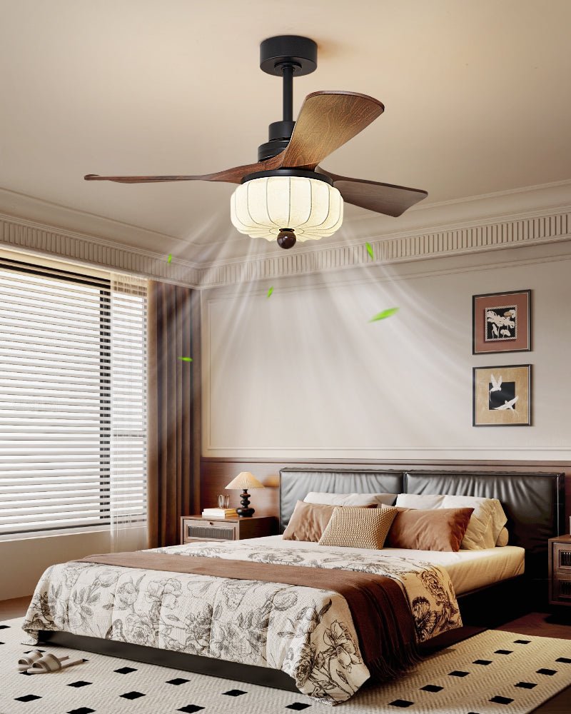 Svelk Plafonnier Ventilateur Vintage avec finition Noyer