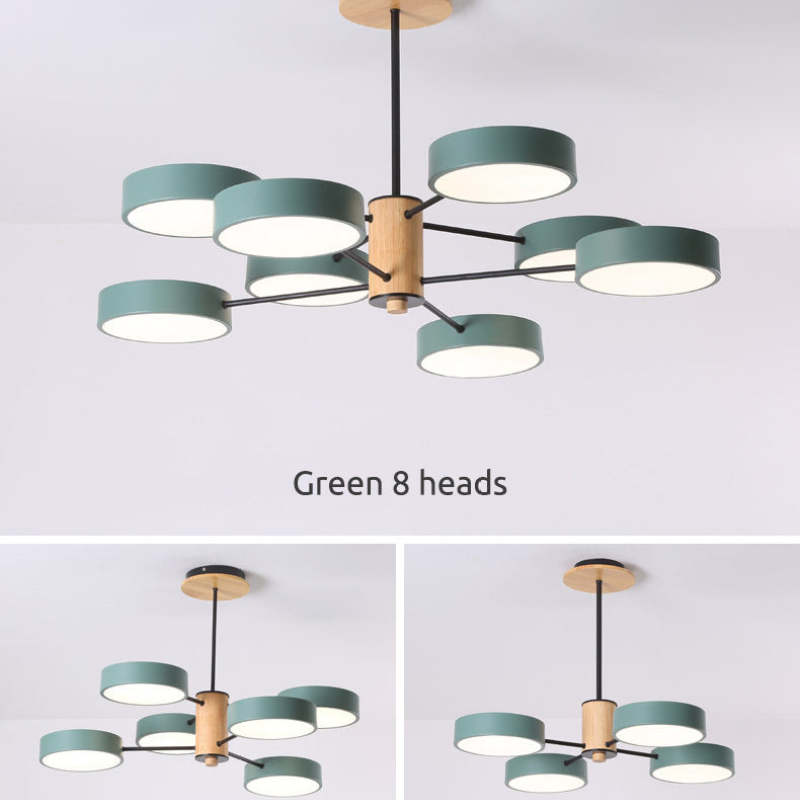 Arisha Plafonnier Cylindre Art Deco, Métal/Bois, Blanc/Vert/Gris, Salon - Neutralighting