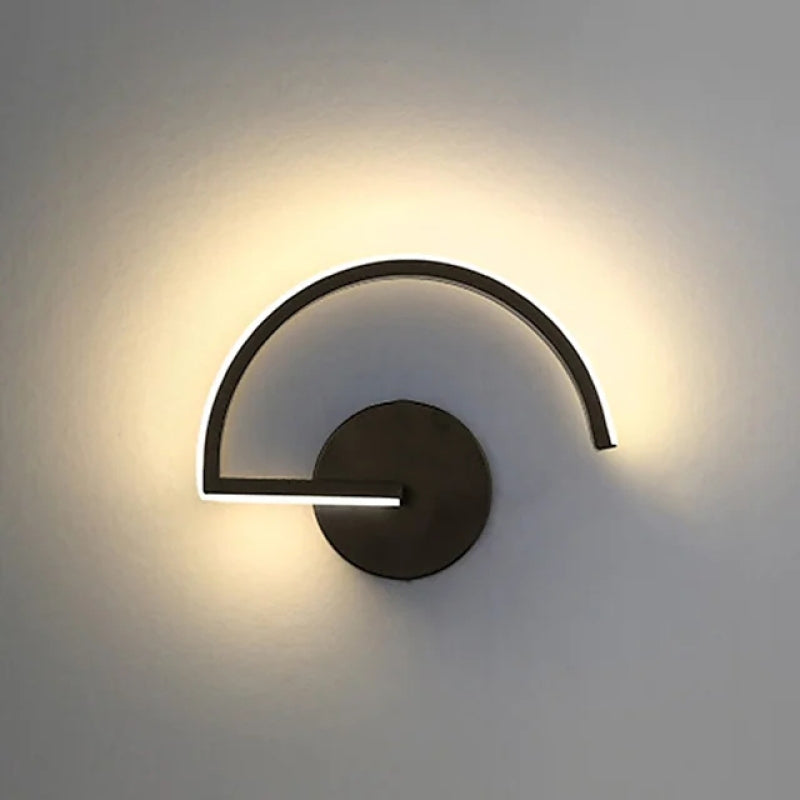 Arisha Applique Murale Semi-Circulaire Linéaire Minimaliste, Métal, Noir/Blanc, Bureau - Neutralighting