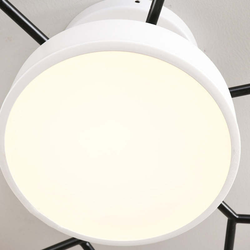 Arisha Plafonnier Rond Moderne, Métal/Bois, Blanc/Vert/Gris, Salon - Neutralighting