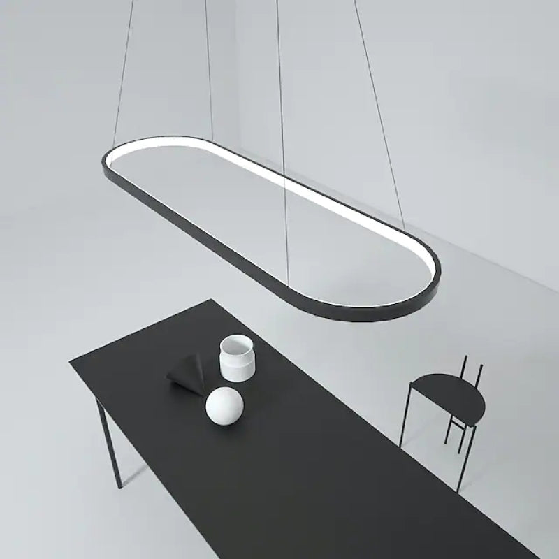Arisha Suspension Ovale Moderne, Métal/Gel de Silice, Blanc/Noir/Or, Bar - Neutralighting