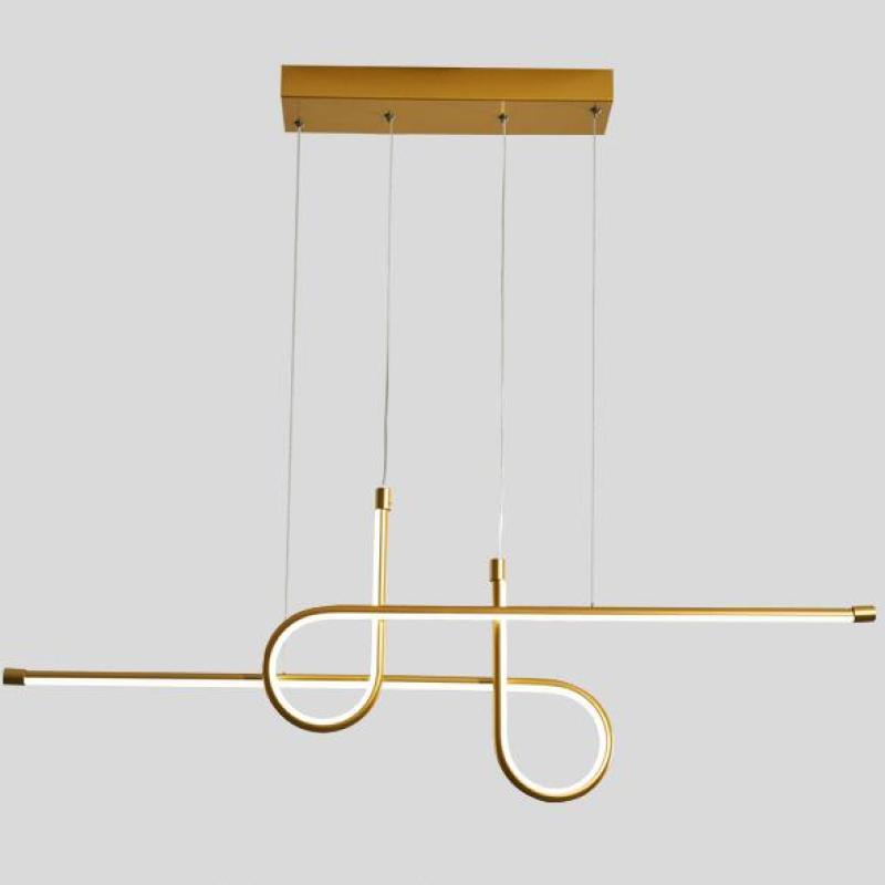 Arisha Suspension Linéaire Moderne, Métal, Noir/Or, Salle à Manger - Neutralighting
