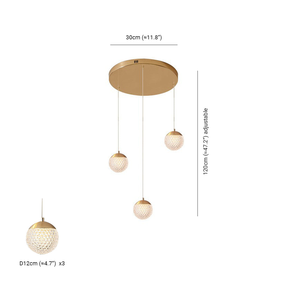 Arisha Luminaires Suspensions Multi/Bulle Moderne Métal/Acrylique Doré Chambre à Coucher - Neutralighting