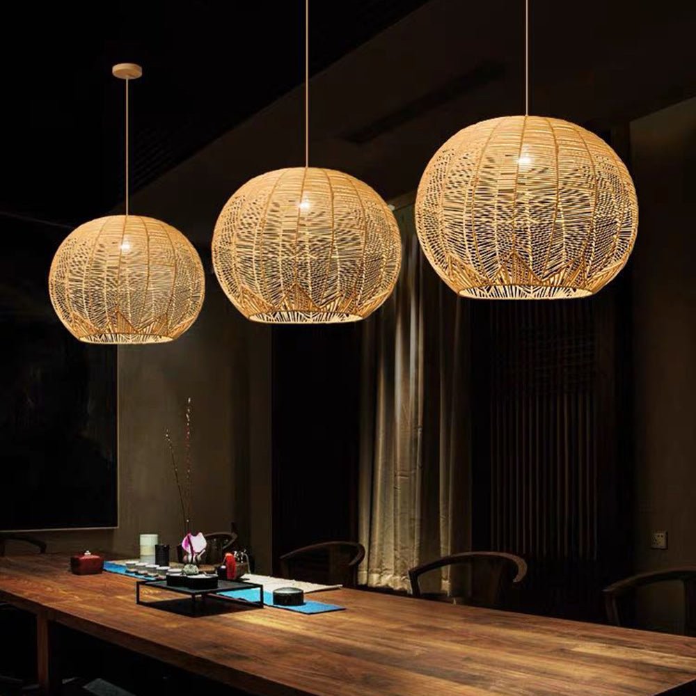 Ritta Luminaires Suspensions Grande Ballon Vintage Métal/Rotin Bois Bureau/Salon - Neutralighting