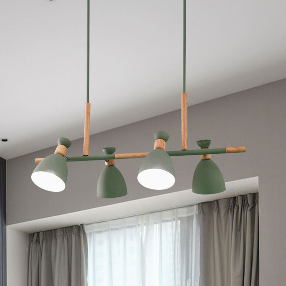 Valentina Luminaires Suspensions 4 Lampes Nordique Bois/Métal Blanc/Vert/Gris Cuisine/Salon - Neutralighting