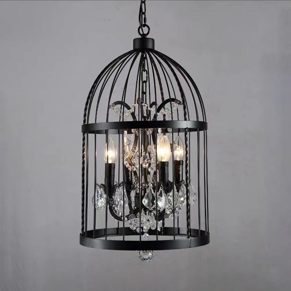 Arisha Industrielle LED Suspension Noir Métal Cristal Salon Salle à manger - Neutralighting