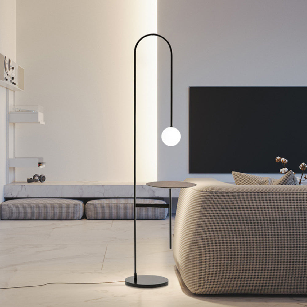 Valentina Design Avec Tableau Lampadaire Simple Métal/Marbre/Verre Noir Salon