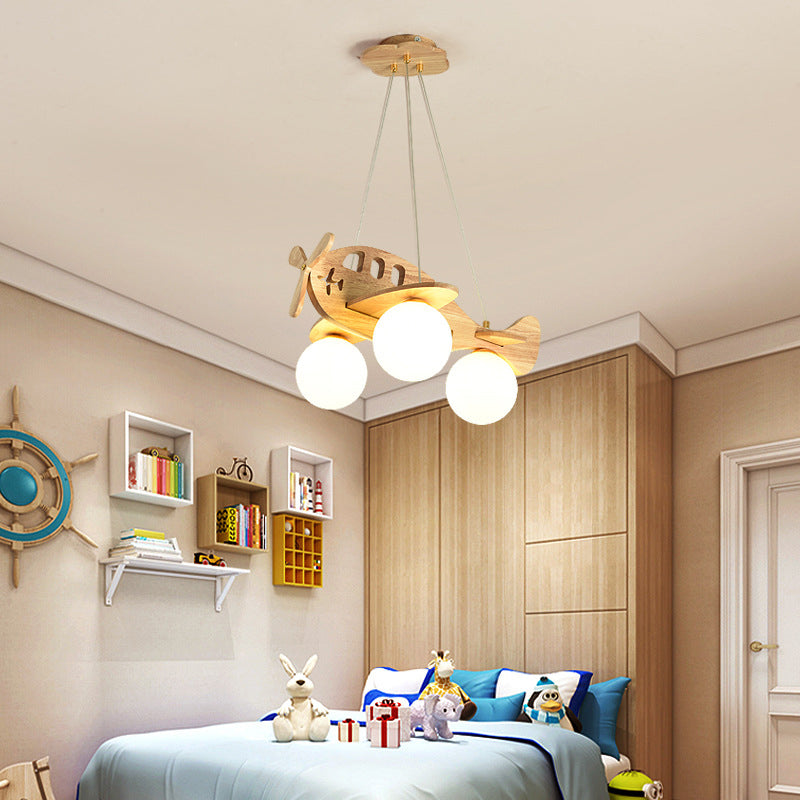 Aria Luminaires Suspension Avion Moderne, Bois, Chambre d'Enfant/Salon - Neutralighting