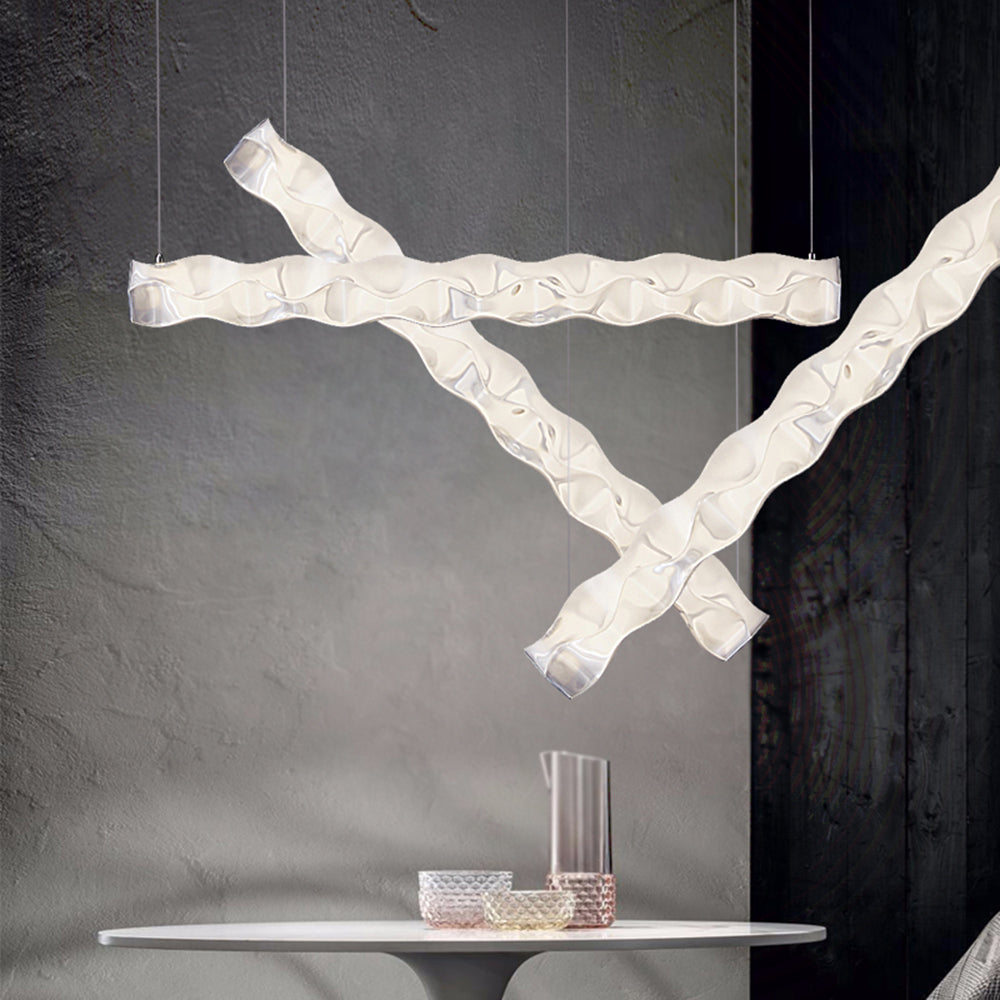 Arisha Suspension Linéaire Moderne, Metal/PET, Blanc, Salon - Neutralighting