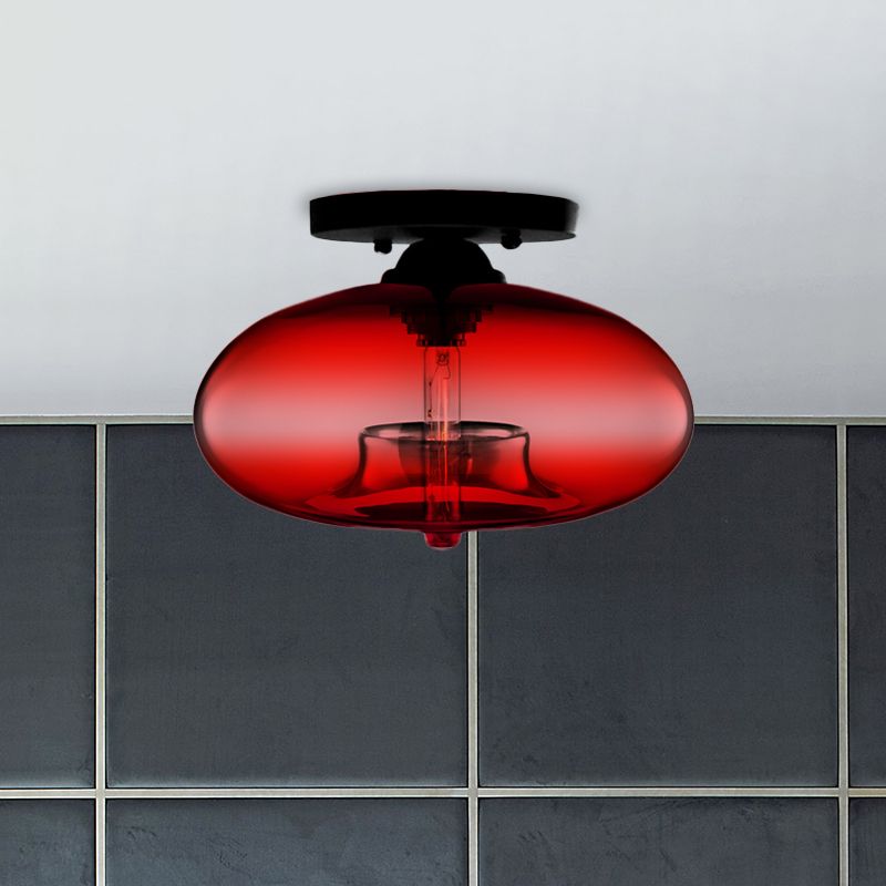Arisha Oval Industriel LED Plafonnier Rouge/Marron/Ambre/Bleu Métal/Verre Salon - Neutralighting