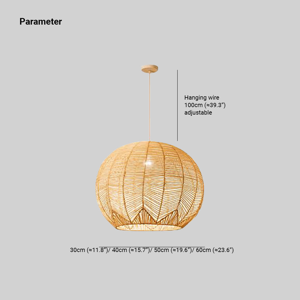 Ritta Luminaires Suspensions Grande Ballon Vintage Métal/Rotin Bois Bureau/Salon - Neutralighting