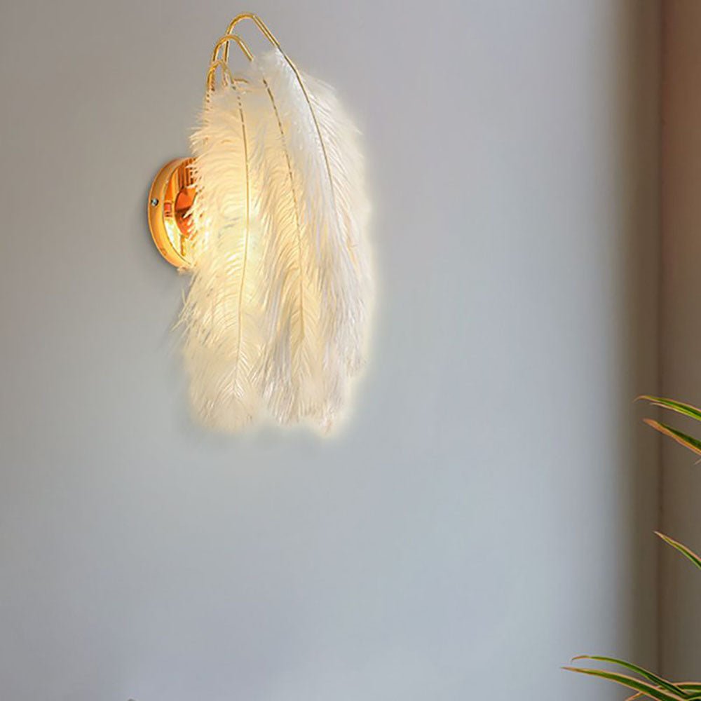 O'Moore Applique Murale Design LED Plume Moderne Métal Plume Blanc Chambre à Coucher/Salon - Neutralighting