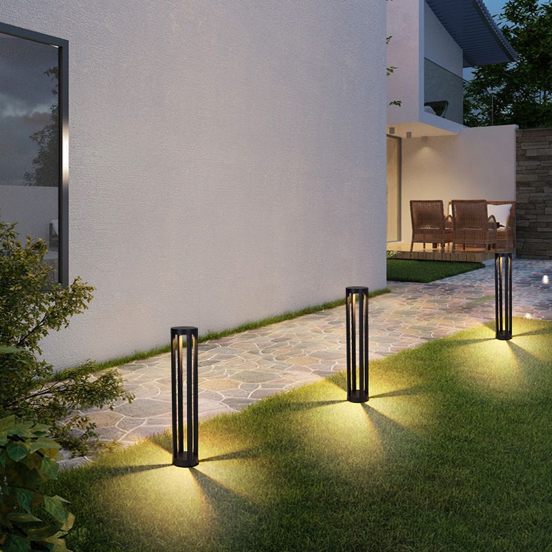Ray Borne Extérieure Cylindre Minimaliste, Métal, Noir, Cour