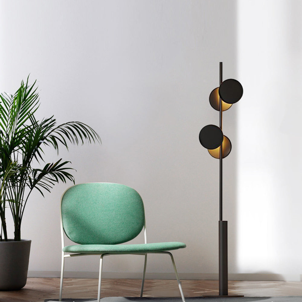 Mira Design Lampadaire Rond Nordique Métal Noir Bureau/Chambre à Coucher