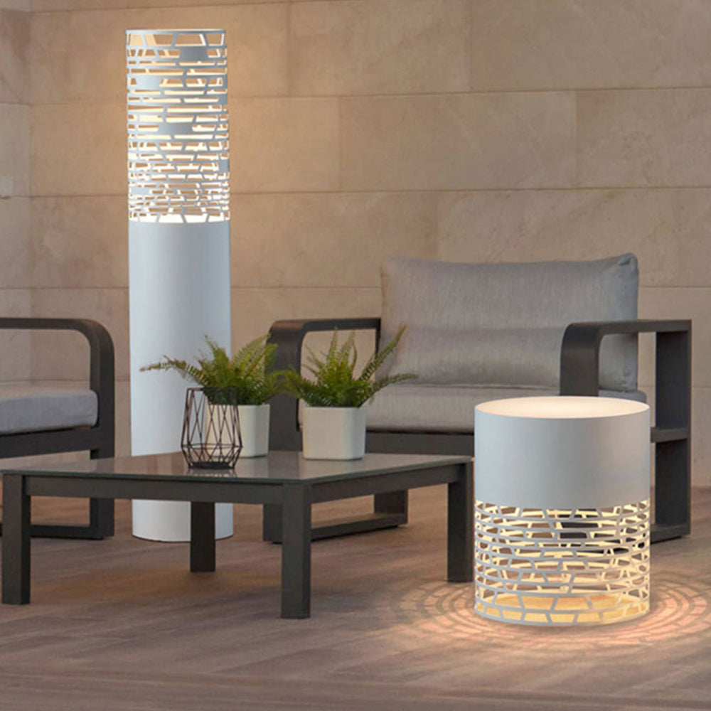 Ray Ronde LED Lampe de Table Blanc Métal/Acrylique Extérieur Jardin - Neutralighting