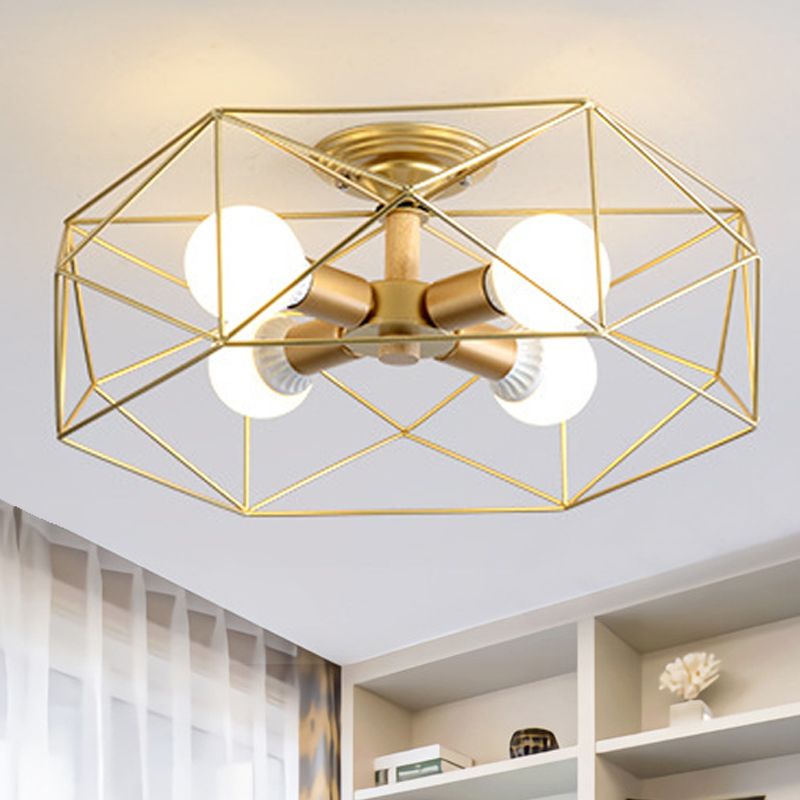 Arisha Moderne LED Plafonnier Doré/Blanc Métal Salon Chambre à coucher - Neutralighting