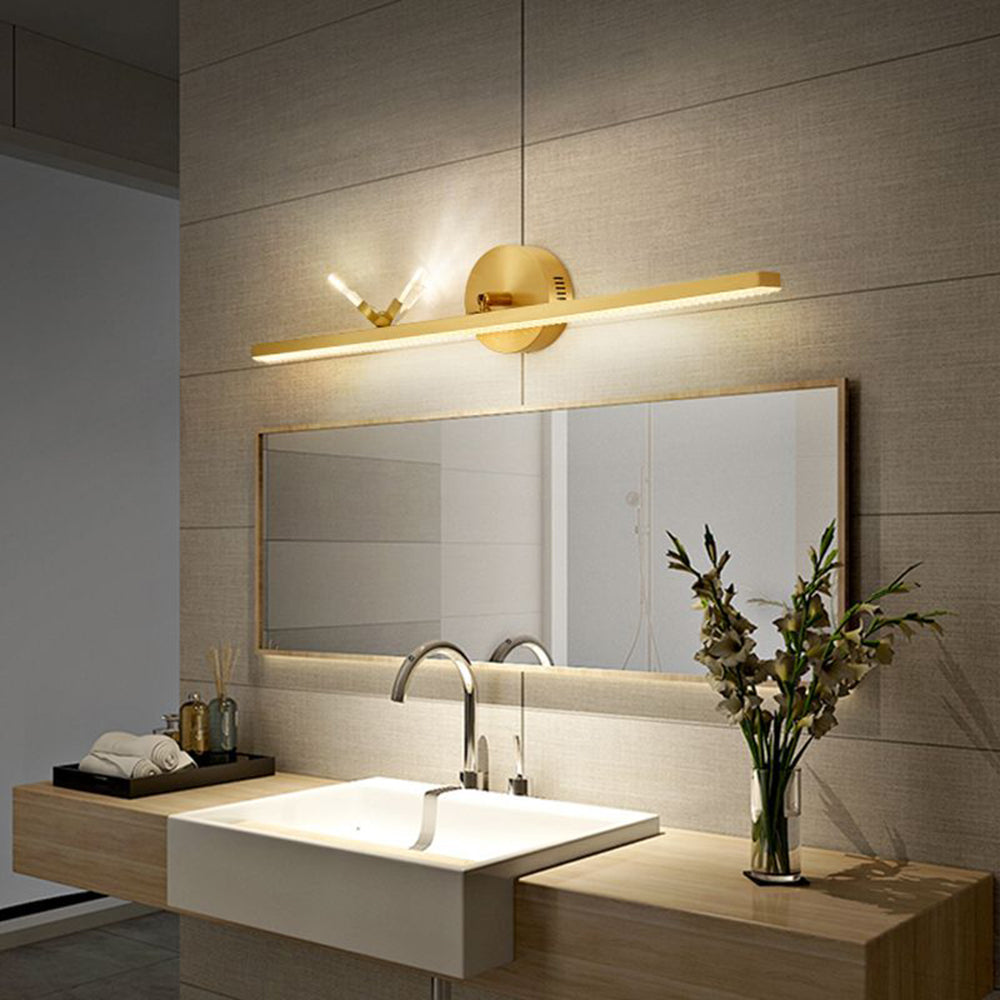 Arisha Applique Murale à Miroir Design Italien Iibellules Moderne Acrylique/Métal Doré Salle de Bain - Neutralighting