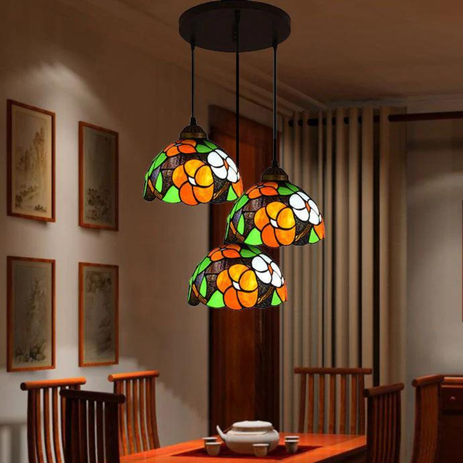 Tiffany Vintage Suspension Tachée Métal Verre Chambre À Coucher - Neutralighting