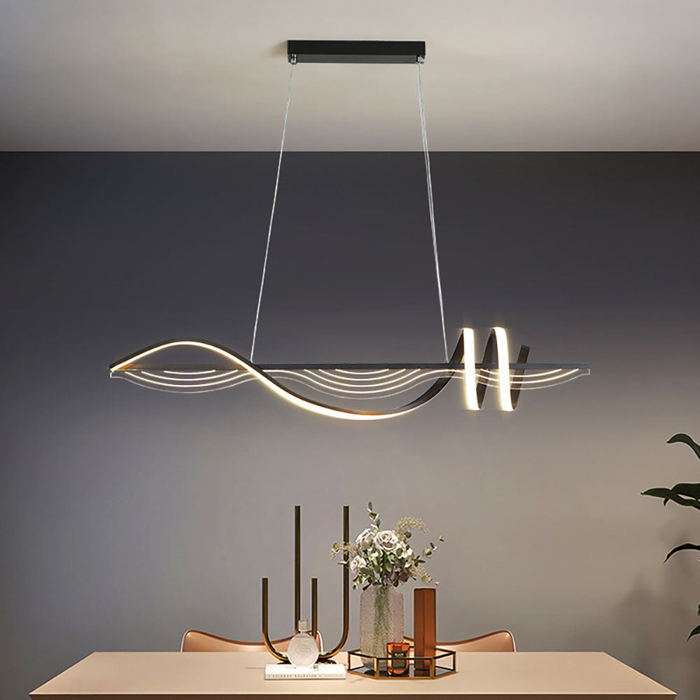 Arisha Style Géométrique Contemporain Linéaire Métal Suspension Blanc/Noir - Neutralighting