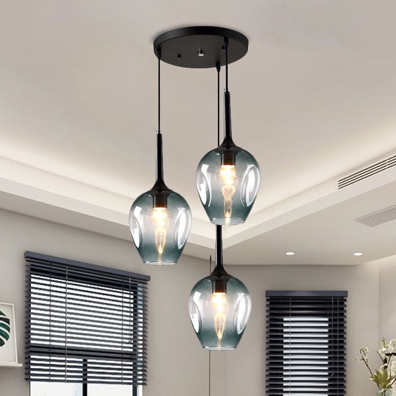 Valentina LED Suspension Bleu Gris Verre Salle à Manger Chambre à coucher - Neutralighting