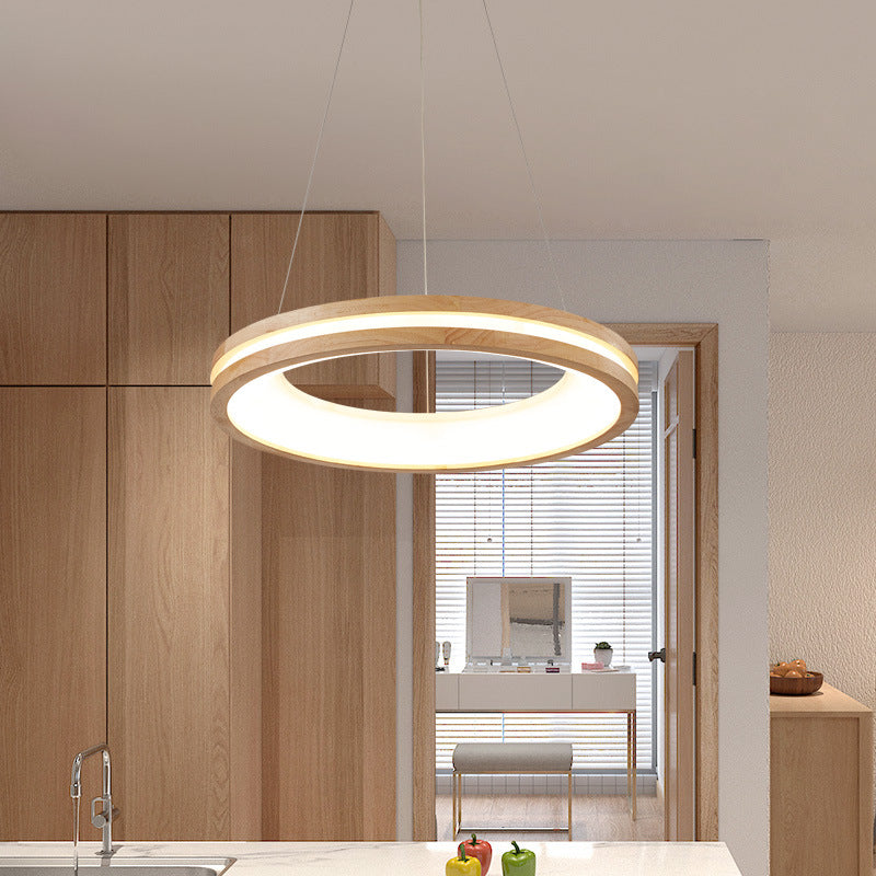 Muto Suspension Anneau Simple, Bois/Acrylique, Bois, Salon - Neutralighting