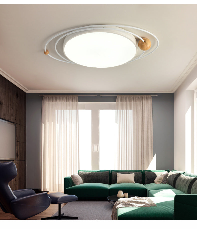 Arisha Plafonnier Rond Moderne, Metal/Bois, Blanc/Noir/Gris/Vert/Bleu, Salon - Neutralighting
