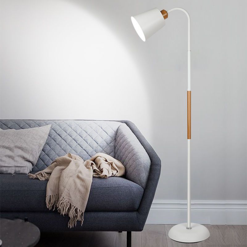 Tiffany Lampadaire Cylindre Moderne, Métal, Noir/Blanc, Salon