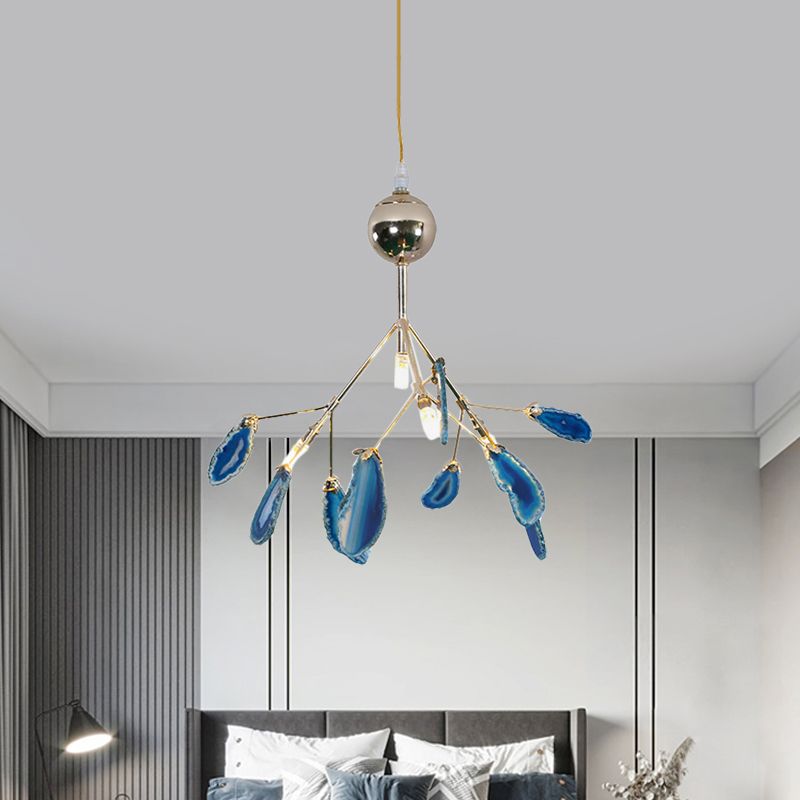 Arisha Art LED Suspension Bleu Métal Agate Salon Chambre à coucher - Neutralighting