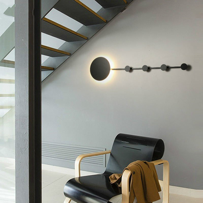 Arisha Porte-manteau Applique Murale Linéaire Moderne, Métal, Noir/Blanc, Chambre - Neutralighting
