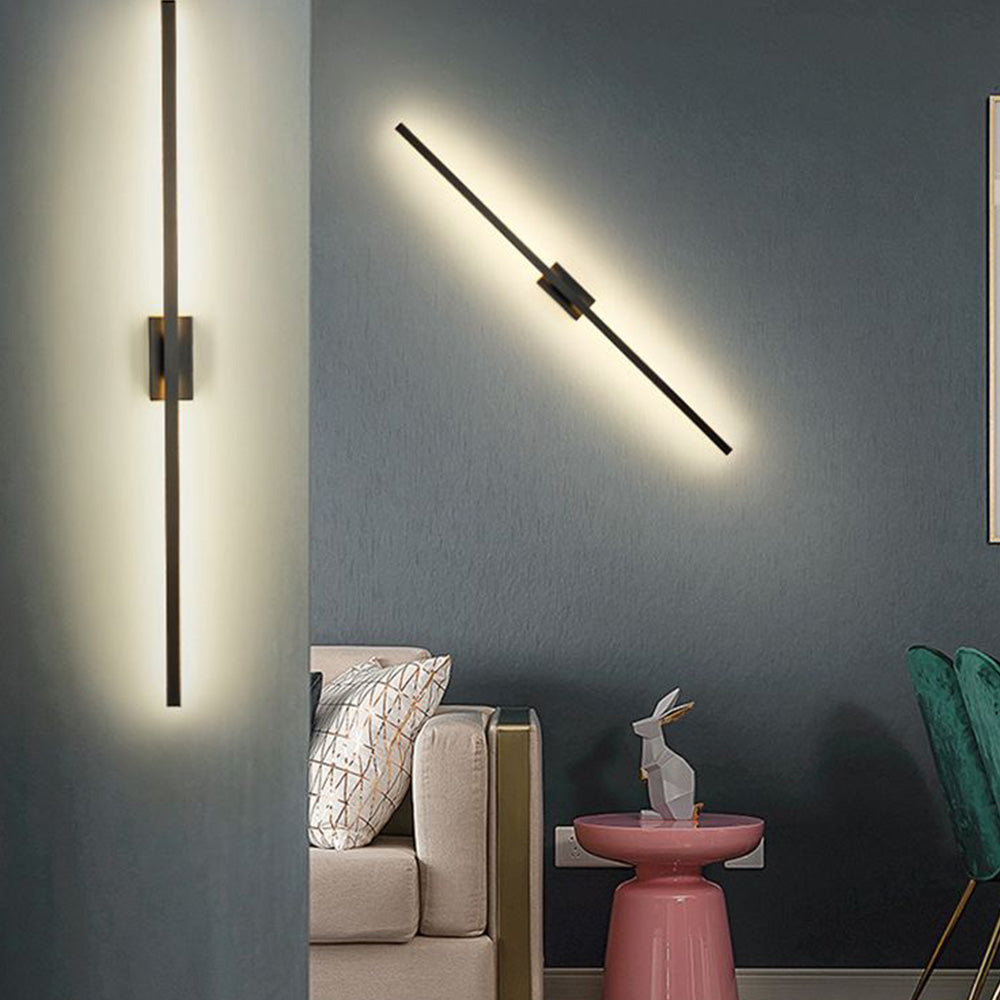 Arisha Longue Intérieur LED Applique Murale Linéaire Moderne Métal Noir Salle de Bain - Neutralighting