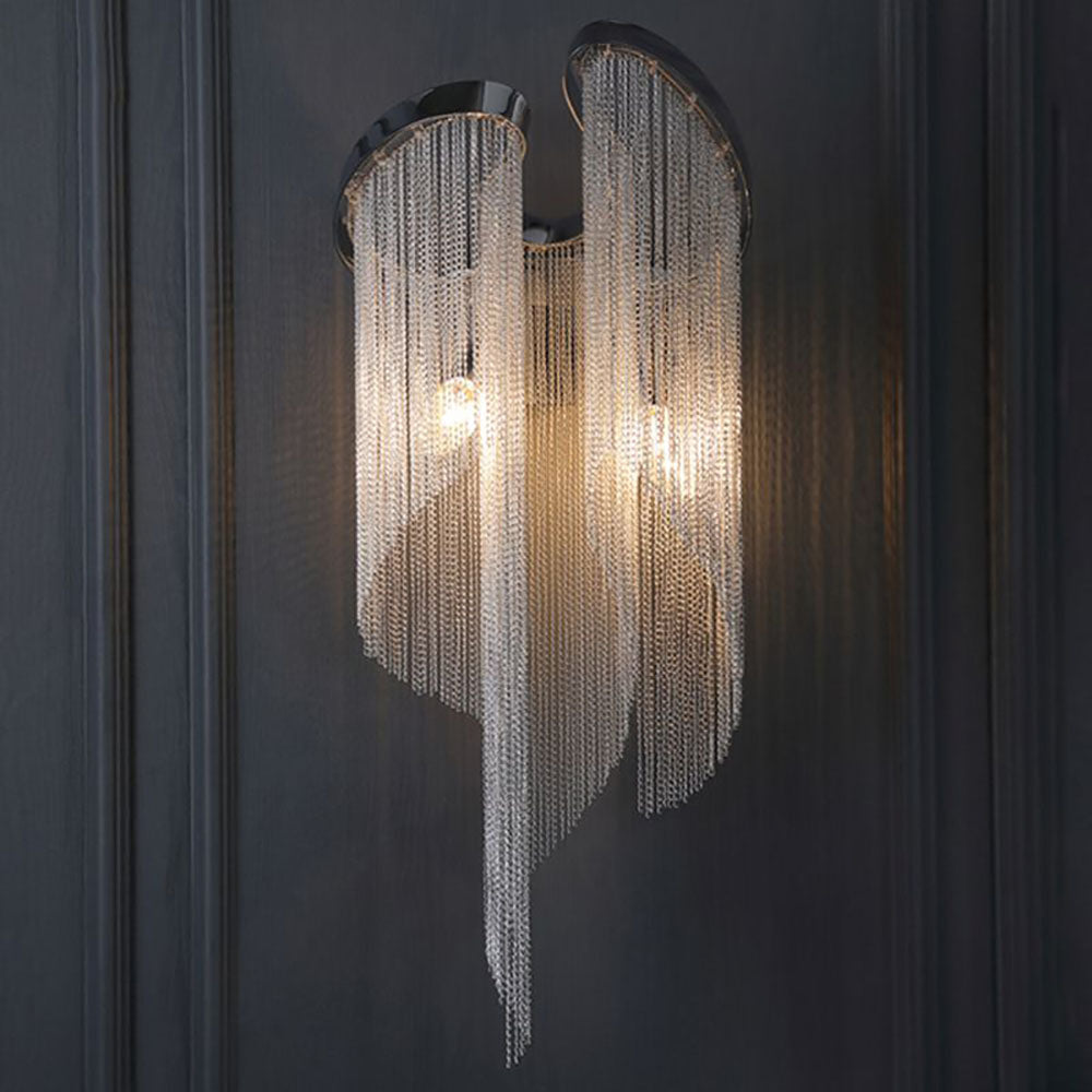Arisha Applique murale des Chaines à Frange Moderne Métal Argent Chambre à Coucher/Salon - Neutralighting