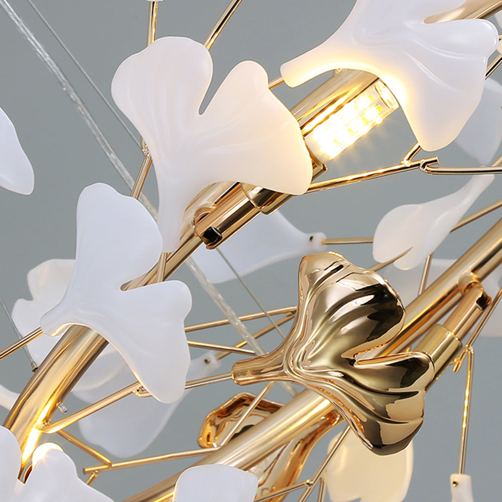 Jarn Suspension Feuille/Multi Moderne Métal/Céramique Doré/Blanc Salon - Neutralighting