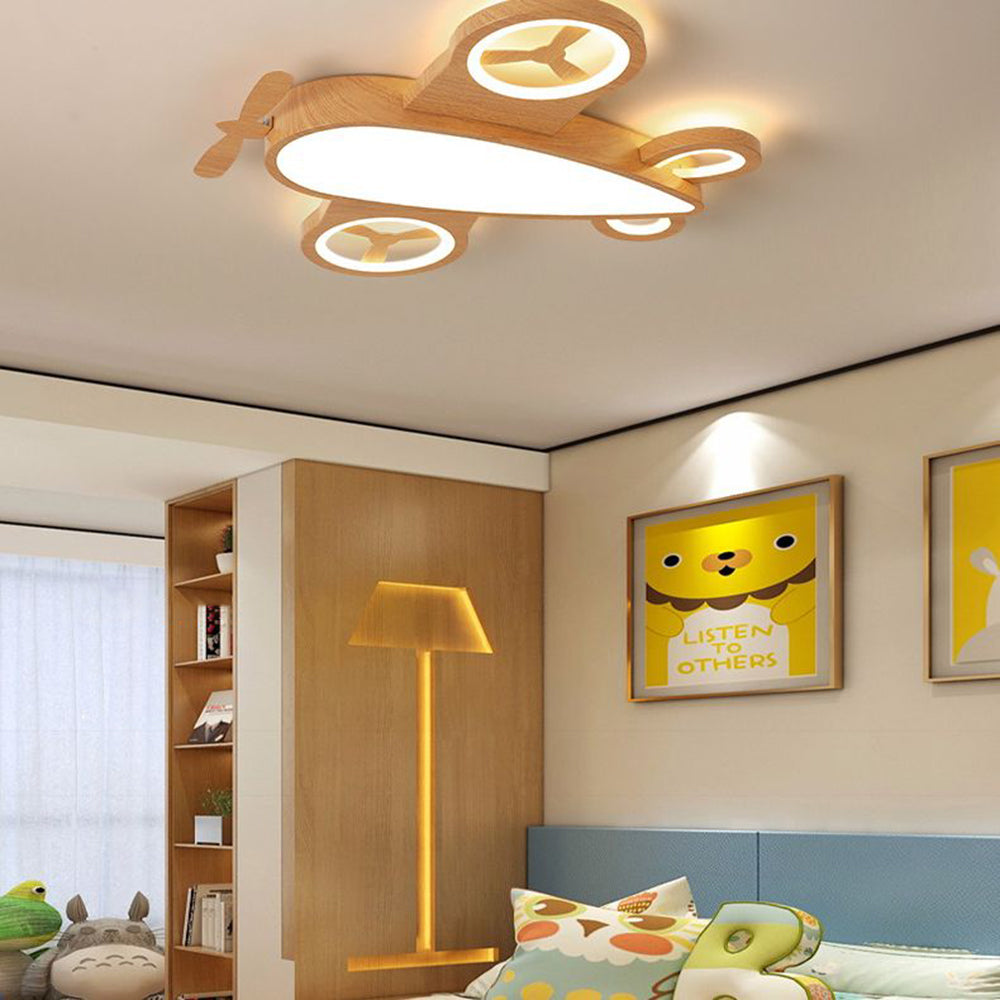 Aria Design LED Plafonnier Avion Moderne Bois/Acrylique Bois/Beige Salon - Neutralighting