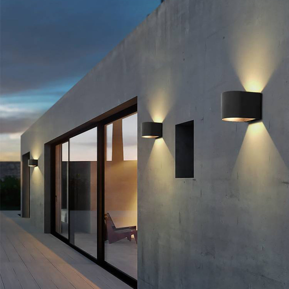 Ray Cylindrique LED Applique Murale Noir Métal Verre Jardin - Neutralighting