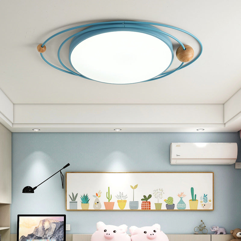 Arisha Plafonnier Rond Moderne, Metal/Bois, Blanc/Noir/Gris/Vert/Bleu, Salon - Neutralighting