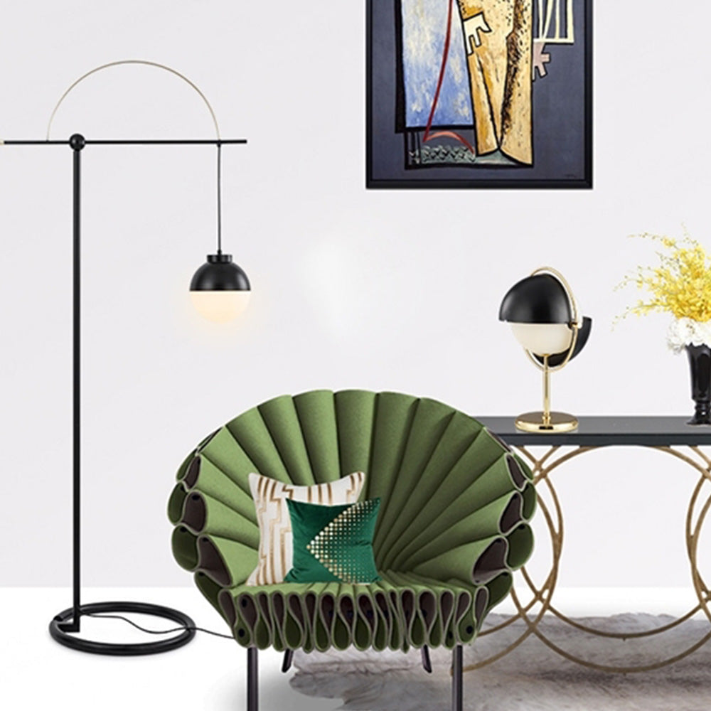 Valentina Design Lampadaire Rond Nordique Métal/Verre Noir Bureau/Chambre