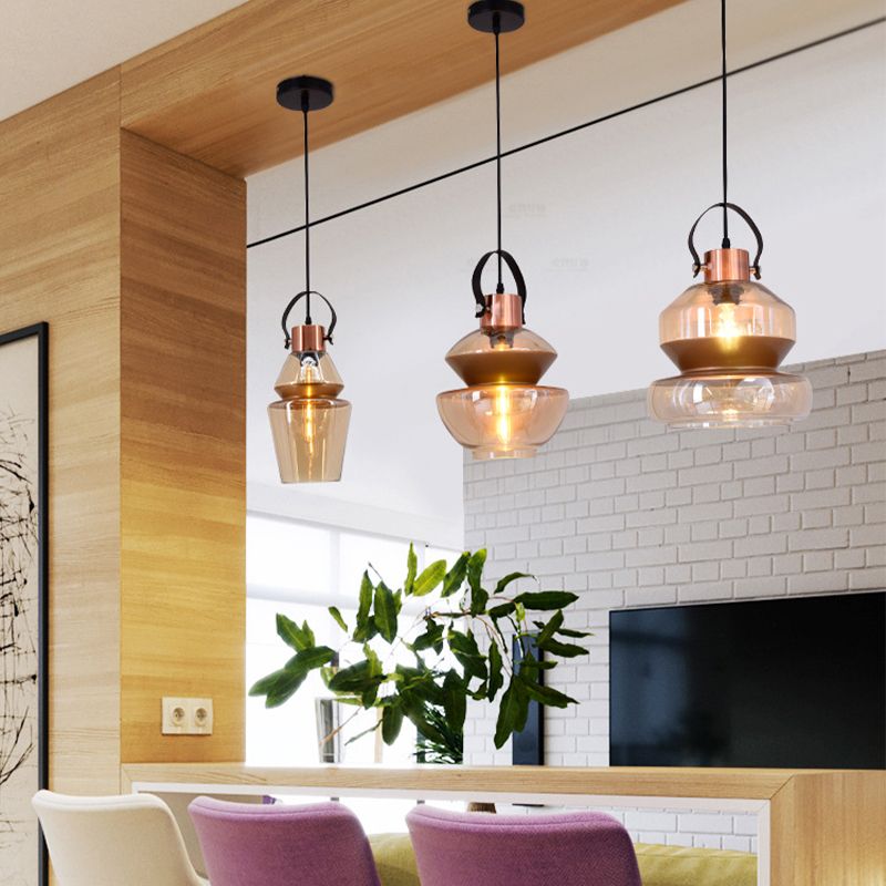 Silva Moderne LED Suspension Ambre Métal Verre Salon Salle à manger - Neutralighting