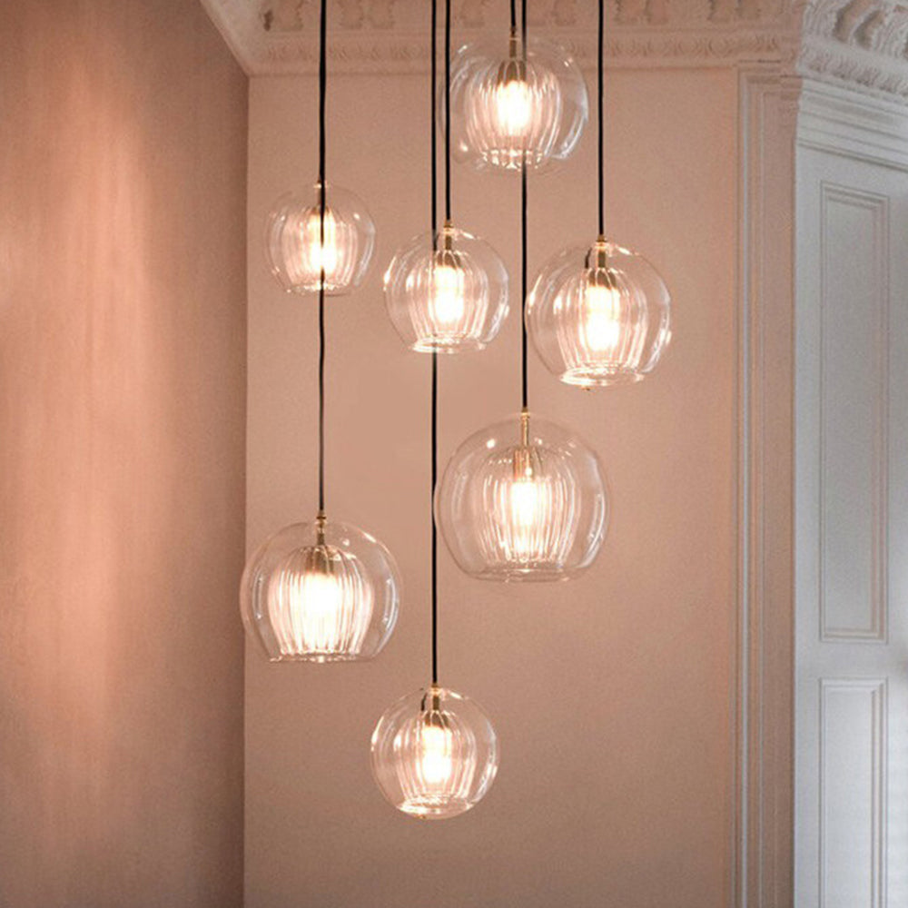June Suspension Bulle Nordique Verre Transparent/Doré Salon/Chambre - Neutralighting