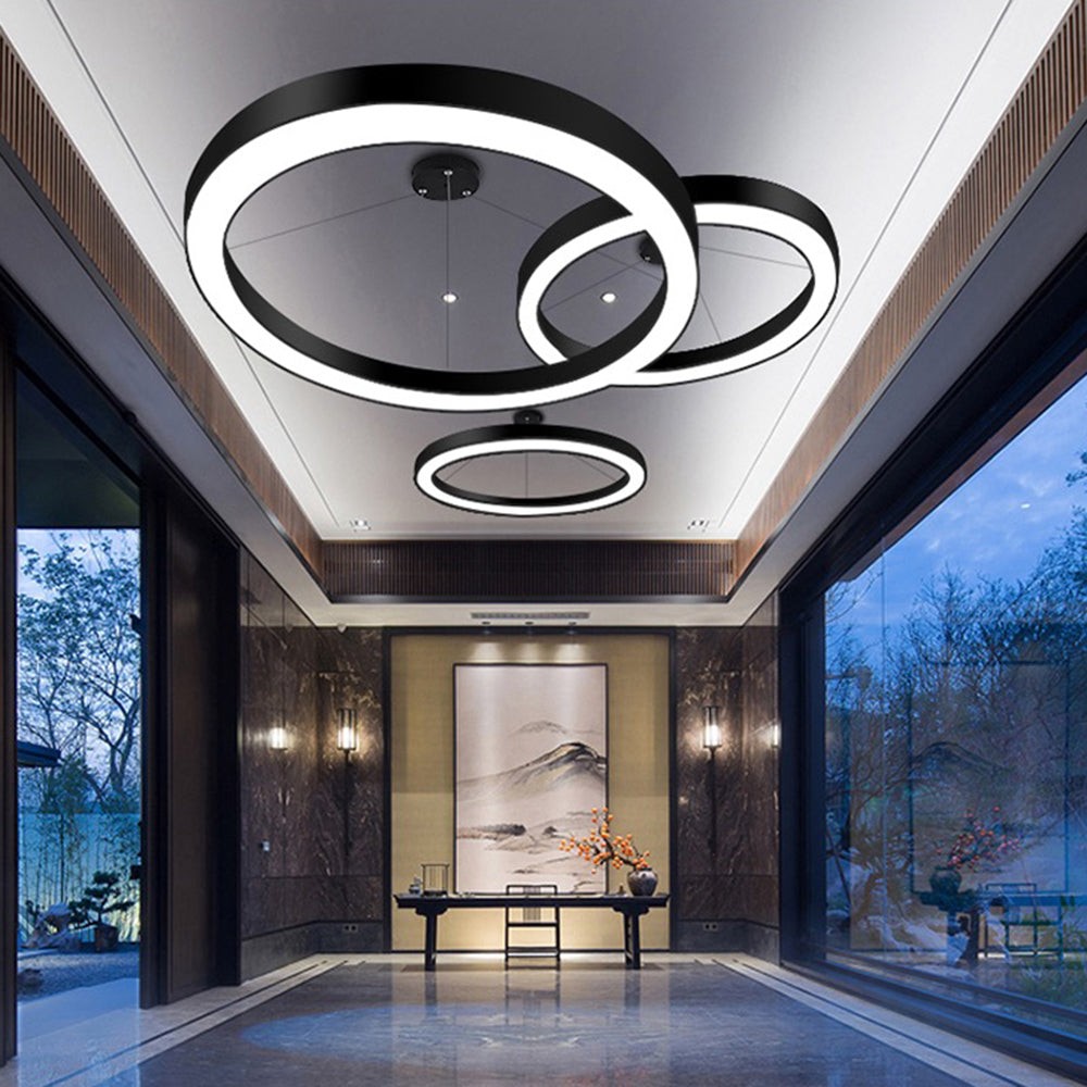Arisha Luminaires Suspensions LED Anneau Simple Acrylique Noir/Blanc Salon/Cuisine - Neutralighting