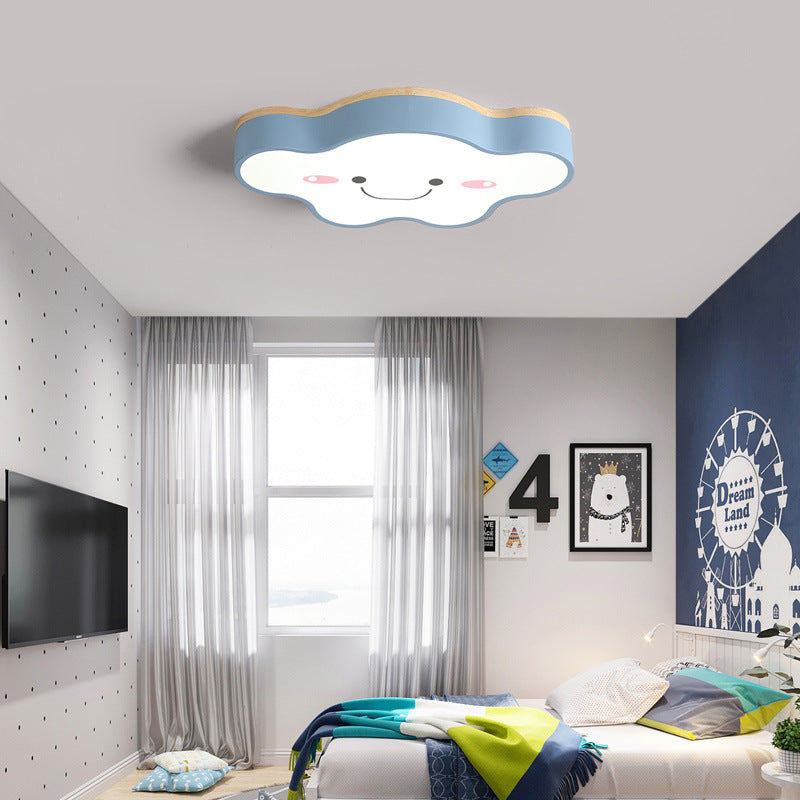 Aria Plafonnier Nuage Moderne, Acrylique/Bois, Blanc/Vert/Rose, Chambre - Neutralighting