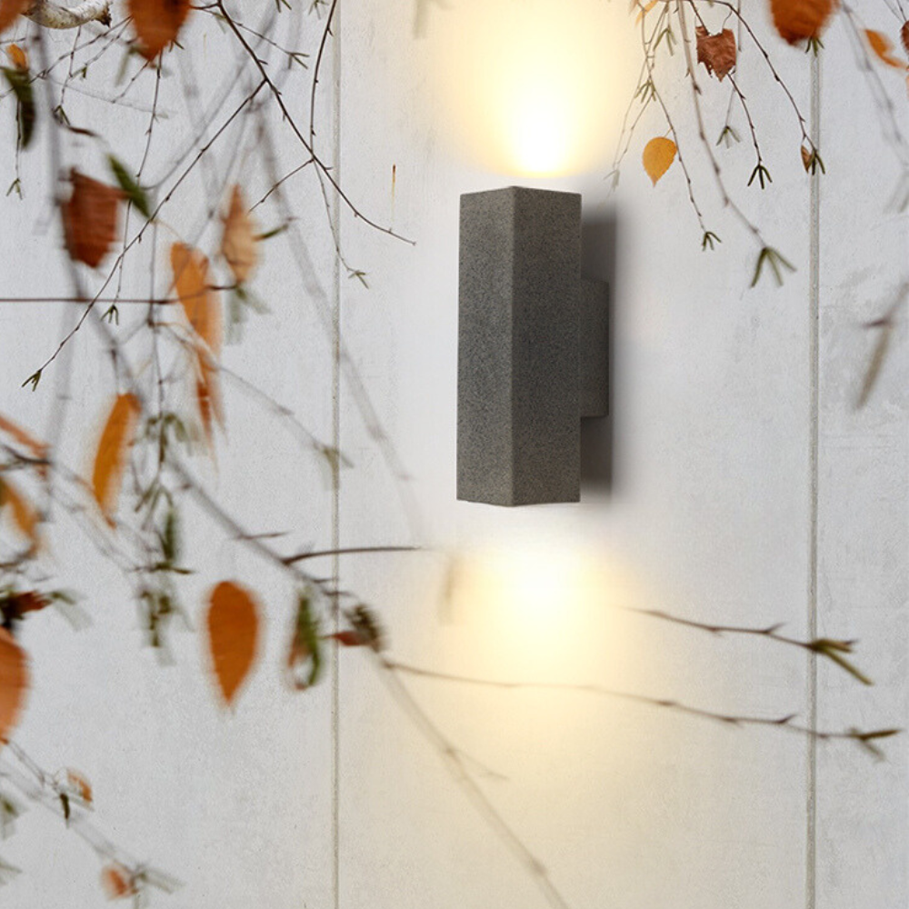 Ray Applique Murale Rectangulaire Minimaliste, Ciment/Acrylique, Blanc, Jardin - Neutralighting