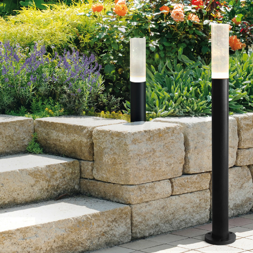 Ray Borne Extérieure Cylindre Contemporaine, Métal, Noir, Jardin - Neutralighting