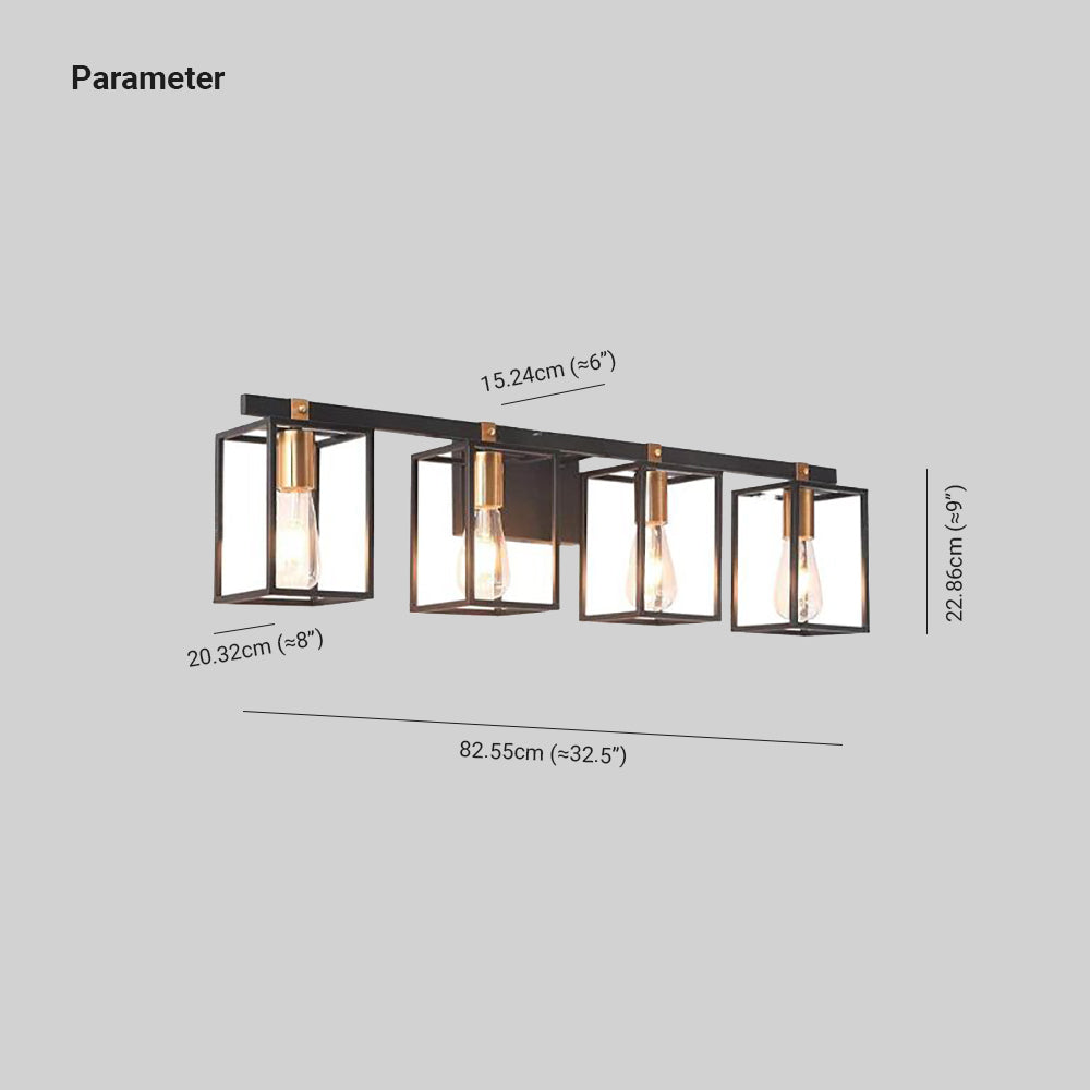 Silva Applique Murale à Miroir Carré Design LED Vintage Métal Noir Salle de Bain - Neutralighting